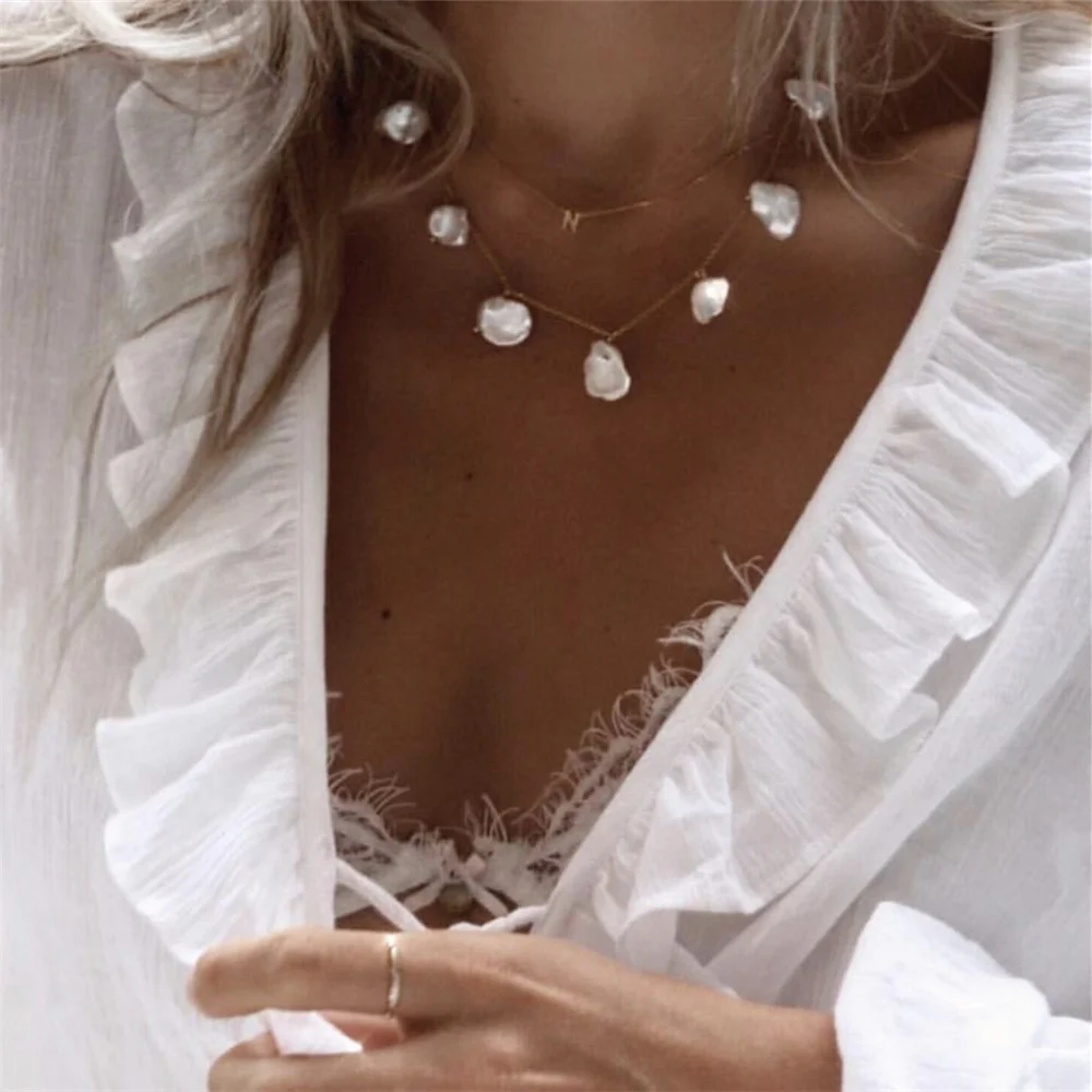 Женское Ожерелье чокер с жемчугом Двухслойное ожерелье в Корейском стиле Бохо