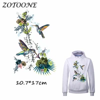 zotoone iron on patches for clothes heat transfer bird flower patch washable t shirt stickers for diy accessory applique kids c