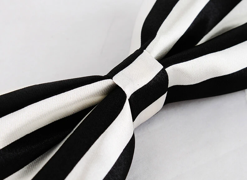 Elegant Black White Striped Bow Ties GROOM WEDDING BOW TIES Horizontal Stripes Contrasting Color Tie | Аксессуары для одежды