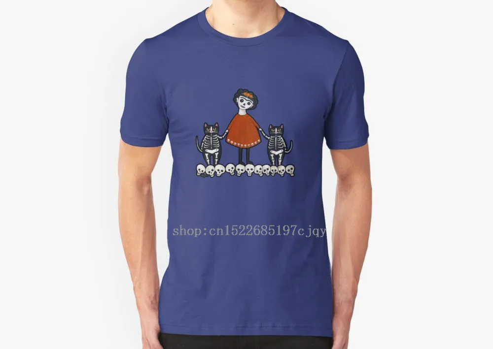 Новый Frida и ее Skellie кошки Для мужчин хлопковая футболка с короткими рукавами