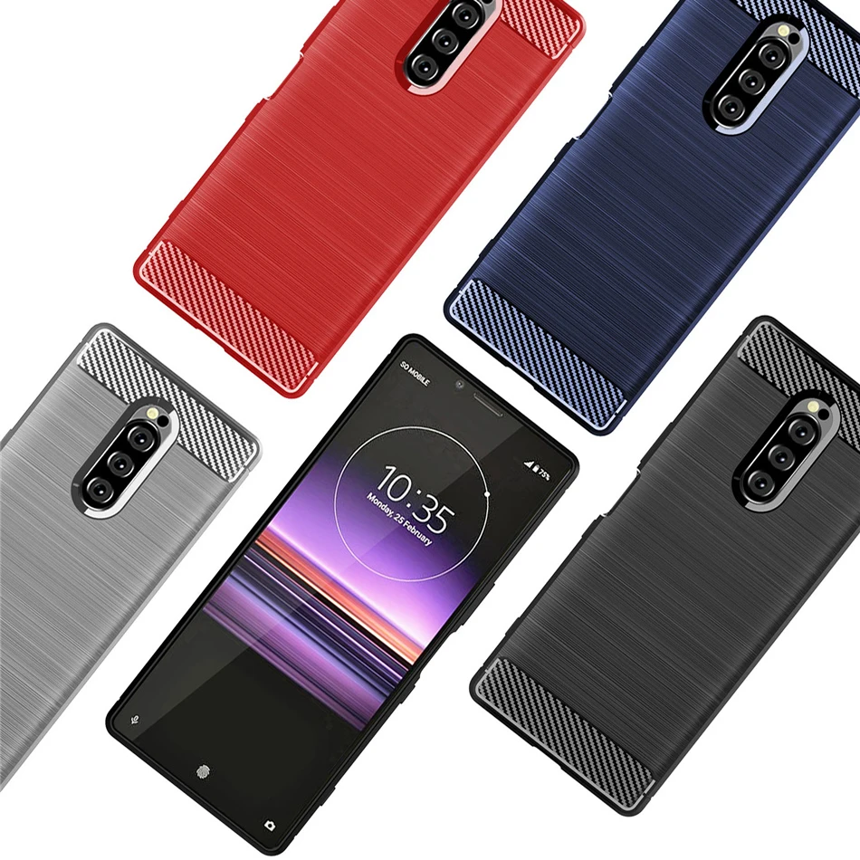 Мягкий силиконовый защитный чехол из углеродного волокна для Sony Xperia 10 Plus XA1 Ultra XA2