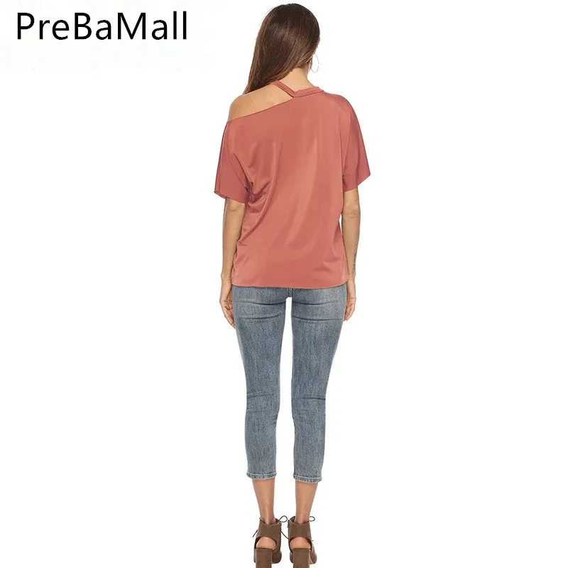 2019 Удобная уличная футболка Для женщин Повседневная с открытыми плечами Топ