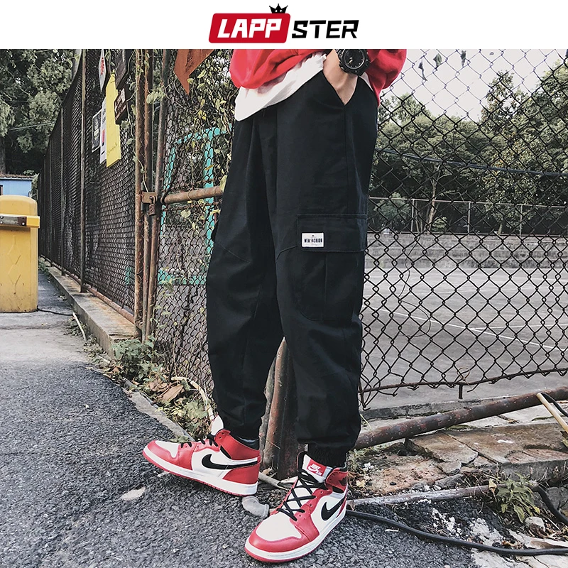 LAPPSTER мужские черные Harajuku грузовой Штаны 2020 Мужская Уличная одежда в стиле хип хоп