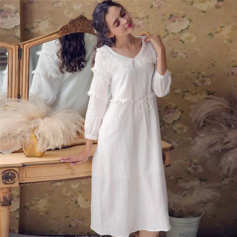 Ретро ночная рубашка Викторианский стиль драпированная домашняя одежда ночное