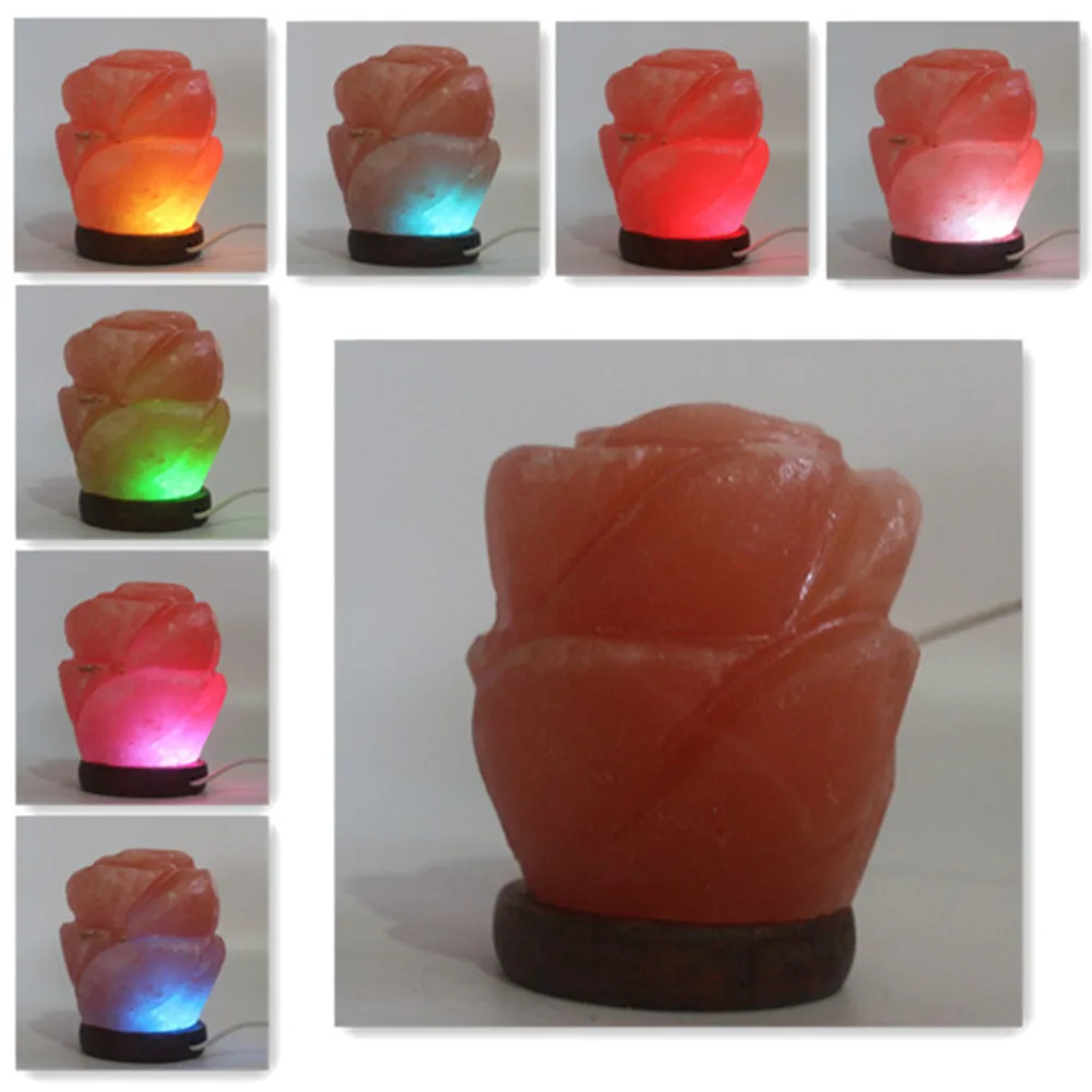 HZFCEW USB Гималайский RGB светодиодный Соляной Светильник натуральный кристалл ручной резной Ночной светильник для украшения и очистки воздуха FR355 - Испускаемый цвет: rose
