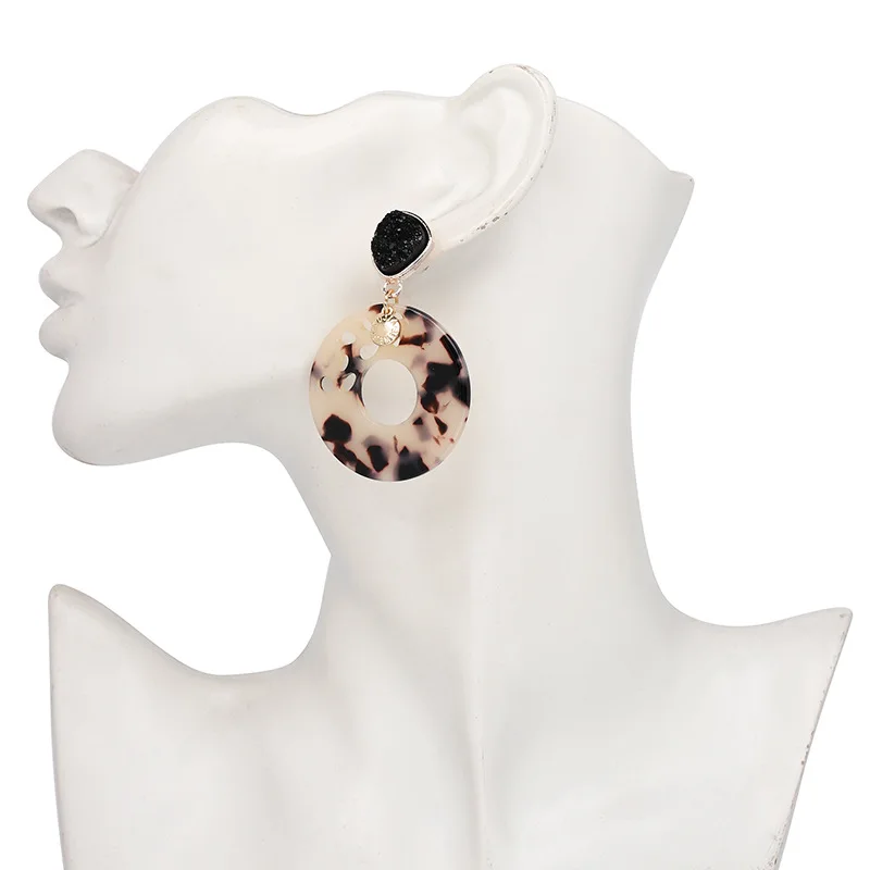 Новые модные разноцветные большие круглые акриловые Висячие серьги из смолы для