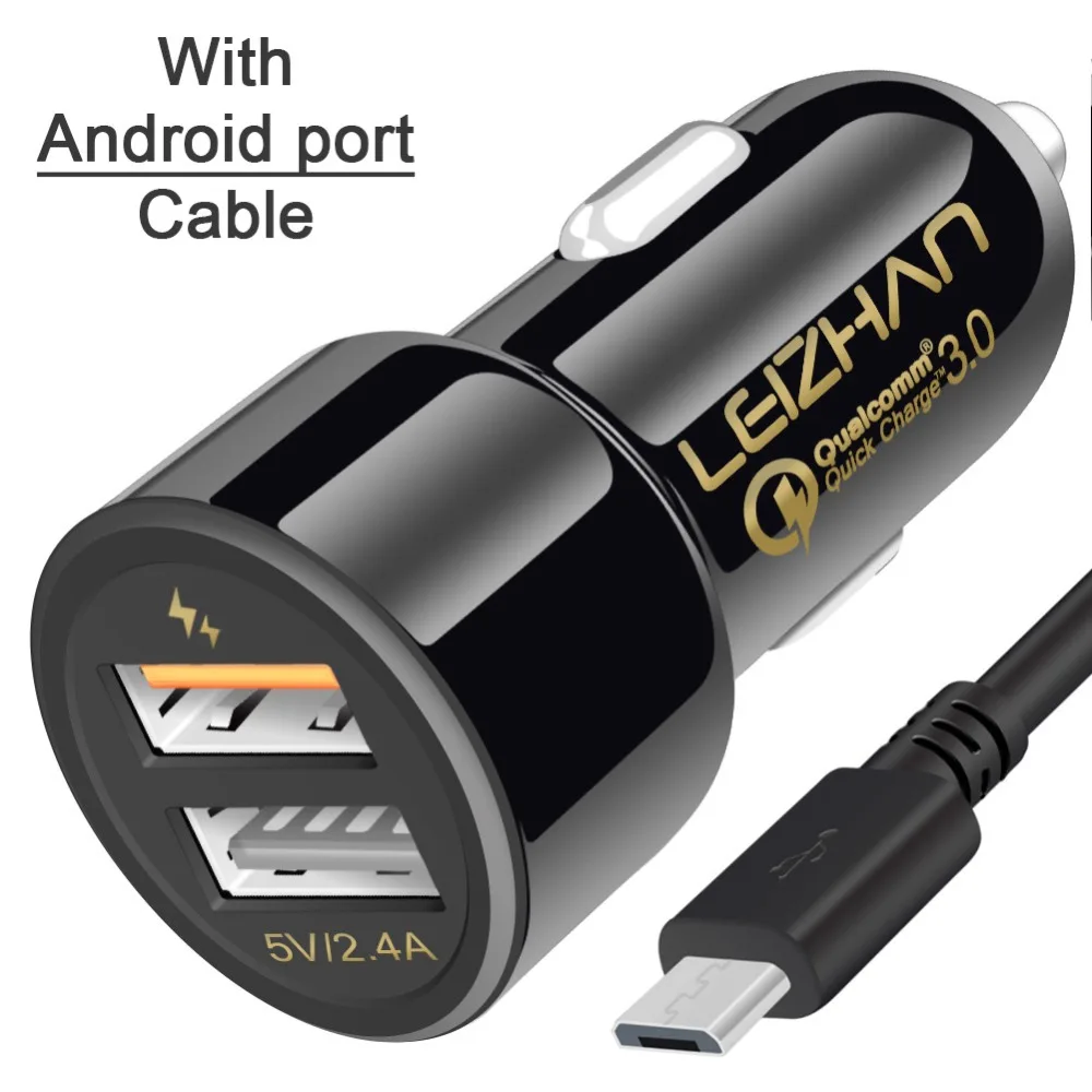 LEIZHAN USB 3 0 Автомобильное зарядное устройство для быстрой зарядки телефона двойной