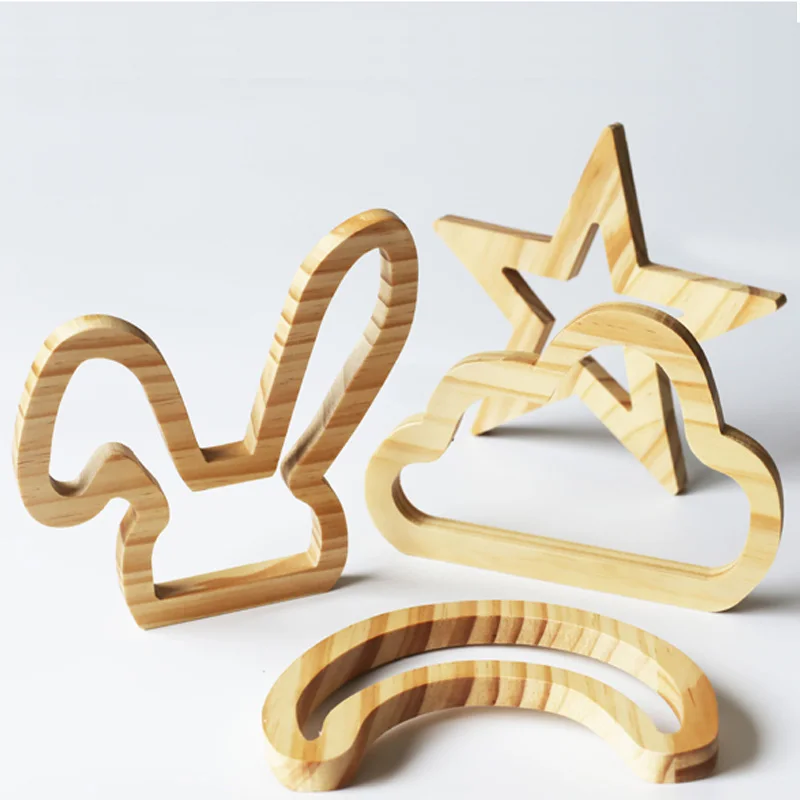 Скандинавская деревянная Настенная Наклейка Луна/кролик/зайчик звезда декор