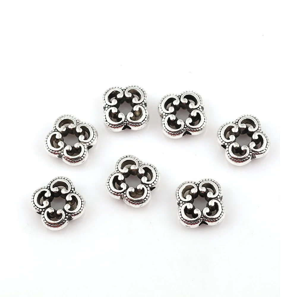 DoreenBeads цинковый бусины вставки из сплава в форме цветка Серебряный Цвет