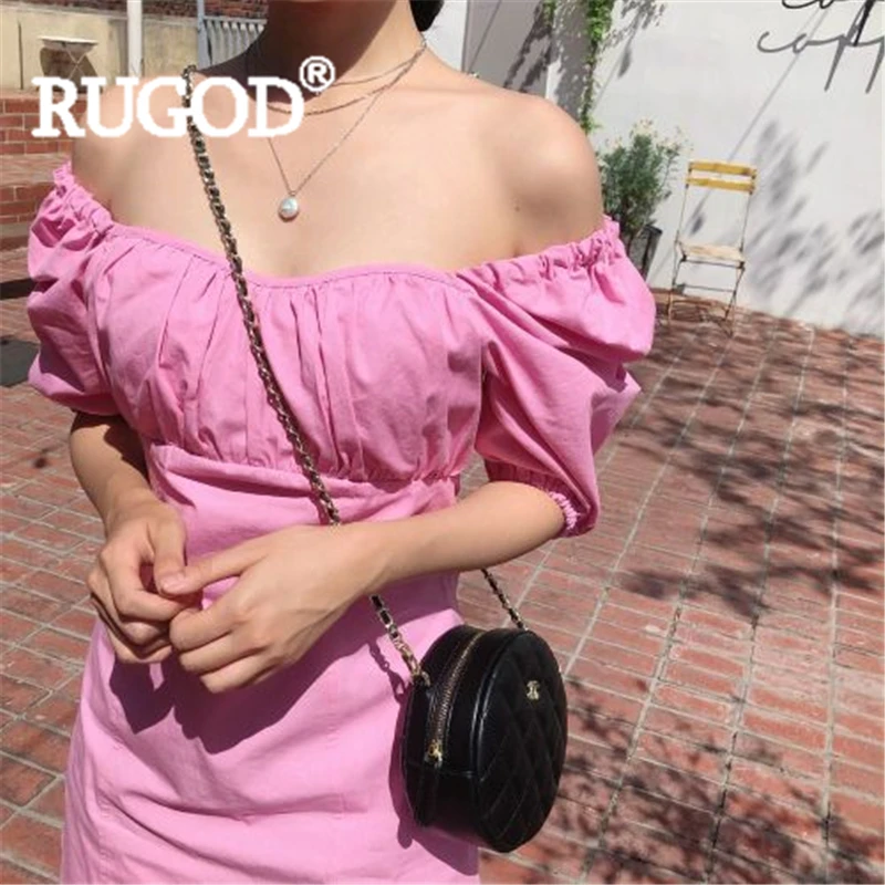 RUGOD женское однотонное винтажное мини-платье с квадратным вырезом пышными