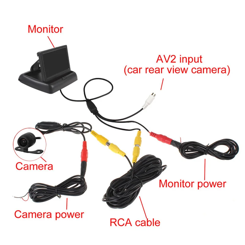 Высококачественный 2-канальный входной автомобильный монитор заднего вида 3 Вт 4