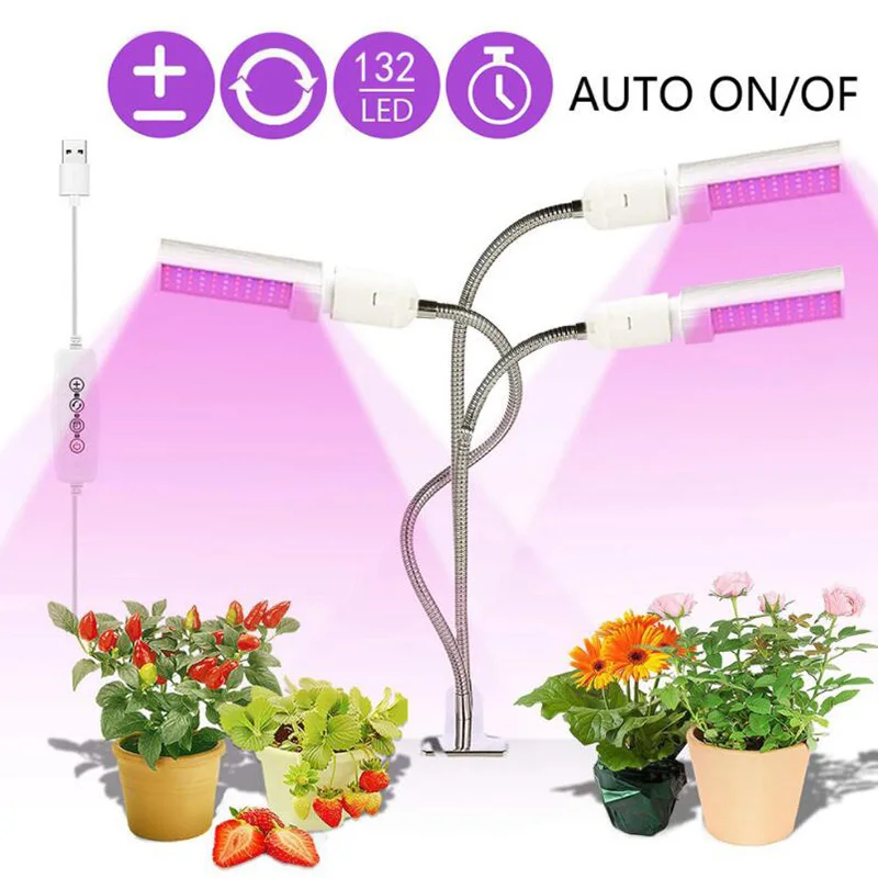 

3-HEAD indoor LED grow Light Full Spectrum Growth Clip Fitolampy Growing Phyto Lamp hydro tent box for cultivo indoor growbox