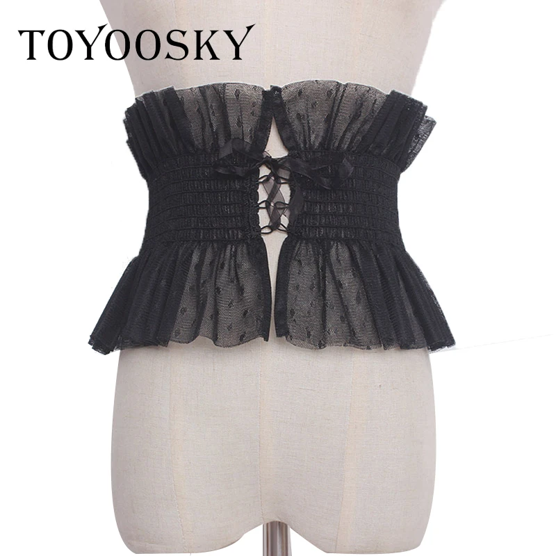 TOYOOSKY 2019 корейский стиль женские волнистые кружевные газовые широкие ремни