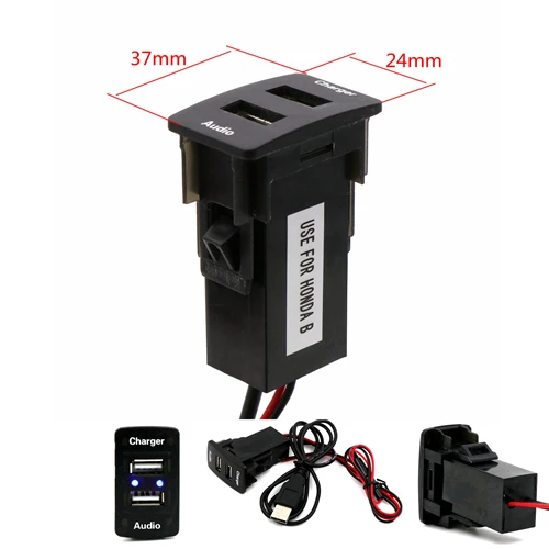 Newest HONDA Автомобиль 5 в 2.1A USB интерфейс разъем зарядное устройство и USB аудио вход Разъем использовать для Honda, Civic, Spirior, CRV, Fit Jazz, City, Accord, Odyssey - Название цвета: Newest HONDA