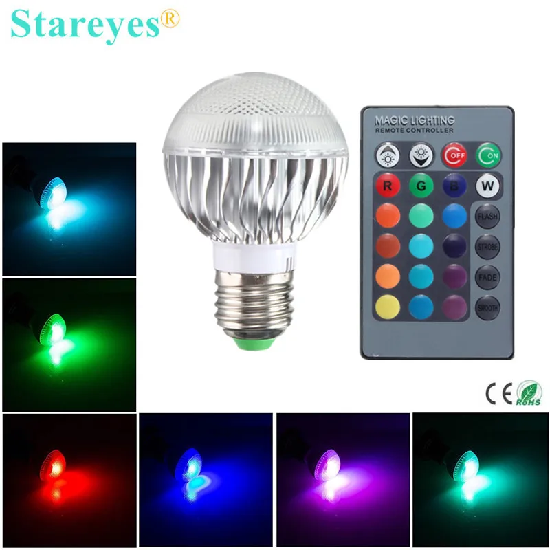 1 шт. разноцветная Светодиодная лампа E27 5 Вт с пультом ДУ|gu10 led bulb|led bulbrgb lamp |