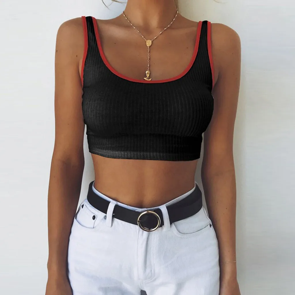 Fashion Summer Sexy Female Crop Tops Women Sleeveless Short O-Neck Solid Bandage Knotted Tank Vest 2019 Hot Sales | Женская одежда