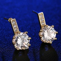 new arrival free shipping 2016 big round cz stud earrings crystal cubic zircon earring jewelry gift for women jewelry