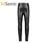 Детские танцевальные штаны для девочек, гимнастический купальник, гимнастические блестящие металлические штаны для балета, джаза, танцев, облегающие штаны, леггинсы для выступлений