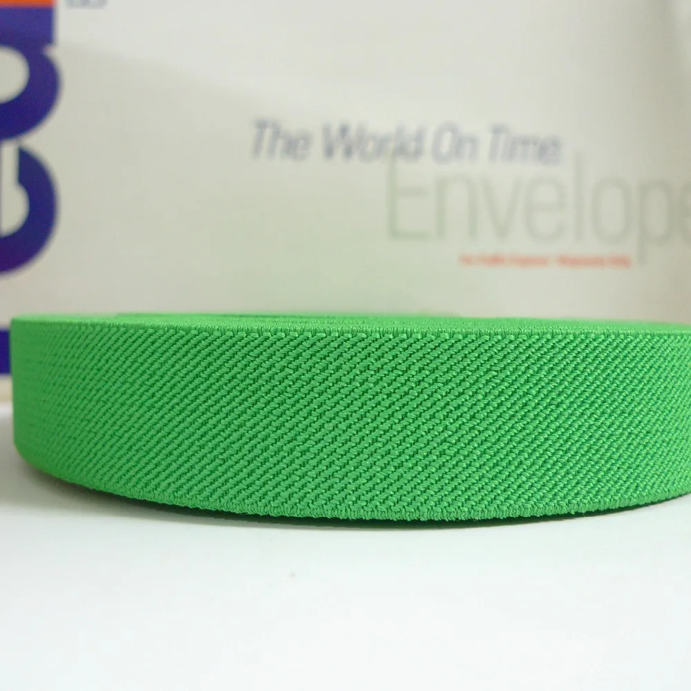 Подтяжки 12 метров 1 дюйм 25 мм в ширину #027 KELLY зеленый цвет эластичная тесьма