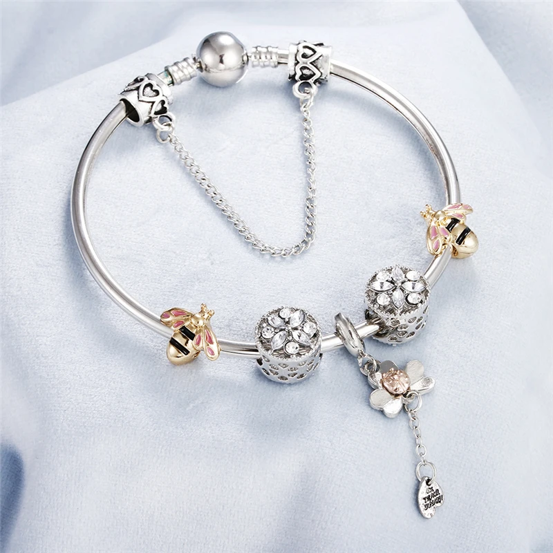 Серебряный браслет с бабочкой кулон листьями насекомых муранские стеклянные