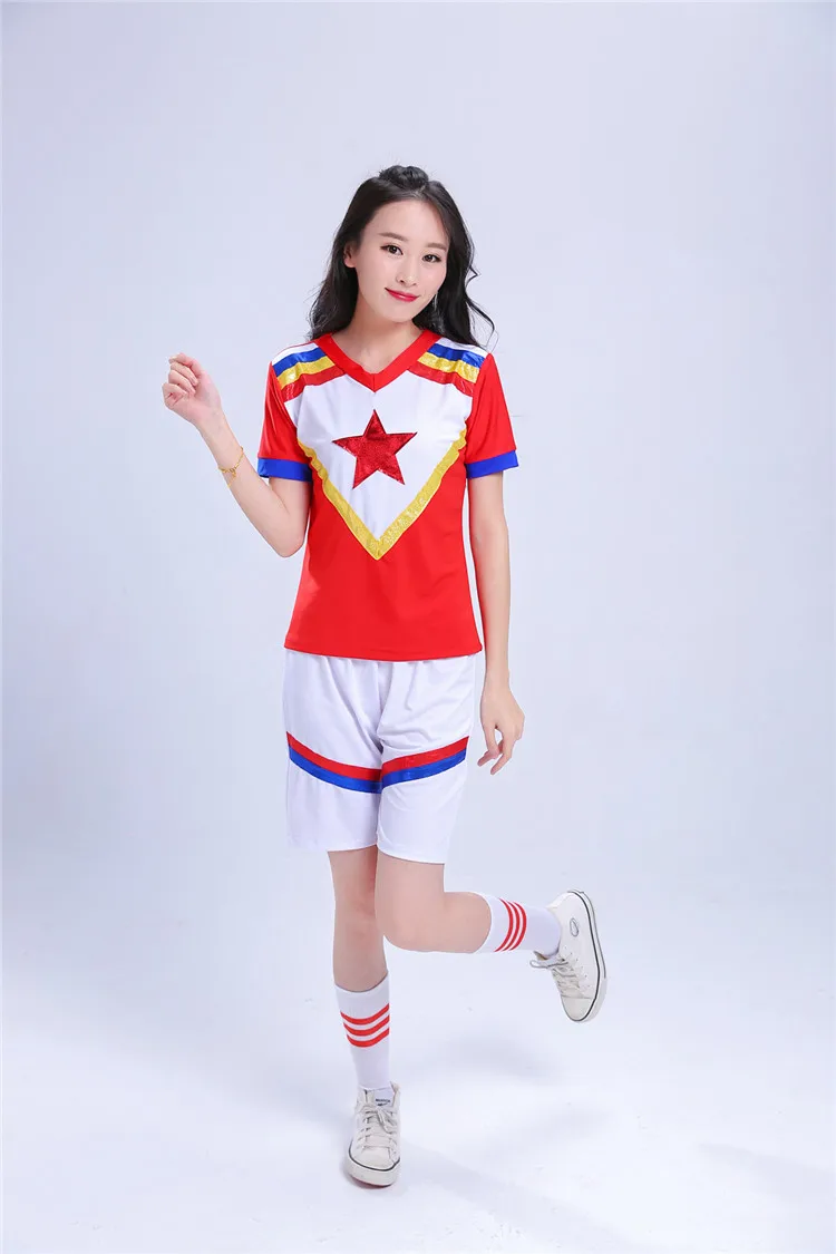 Одежда для чарлидинга женский костюм с коротким рукавом носком Прямая