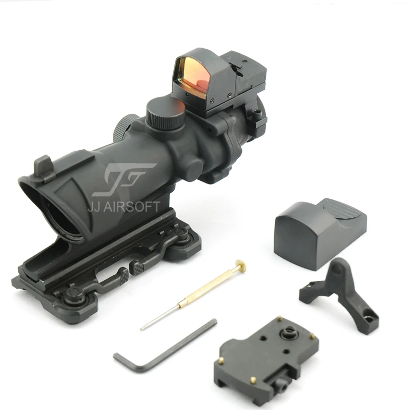 Прицел JJ AIRSOFT в стиле ACOG с мини-красным точечным датчиком Docter и креплением QD