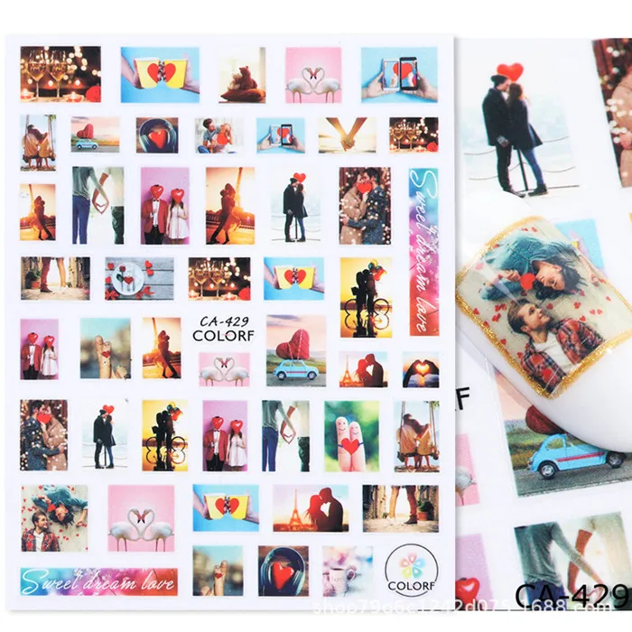 Наклейки для ногтей новые CA-429 430 433 love valentine дизайн 3d наклейки для ногтей шаблон DIY Инструменты для украшения ногтей - Цвет: 429