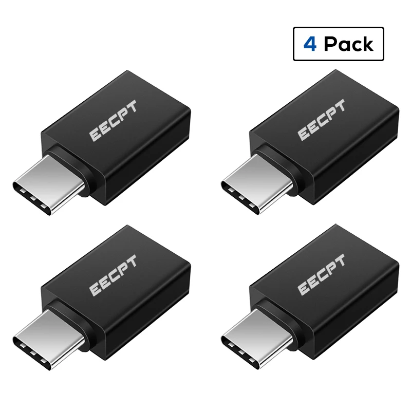 EECPT OTG type-C адаптер USB type C к USB 3,0 зарядное устройство конвертер данных адаптер для Macbook samsung Galaxy S9 S8 huawei One Plus - Цвет: 4 Pack Black