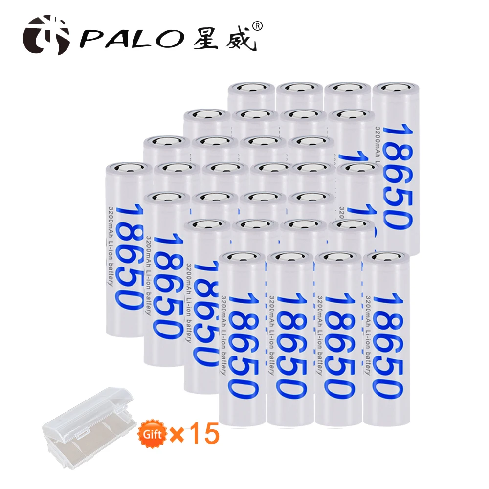 Аккумулятор PALO 18650 высокой емкости 30 шт./лот 3200 мАч перезаряжаемые батареи только