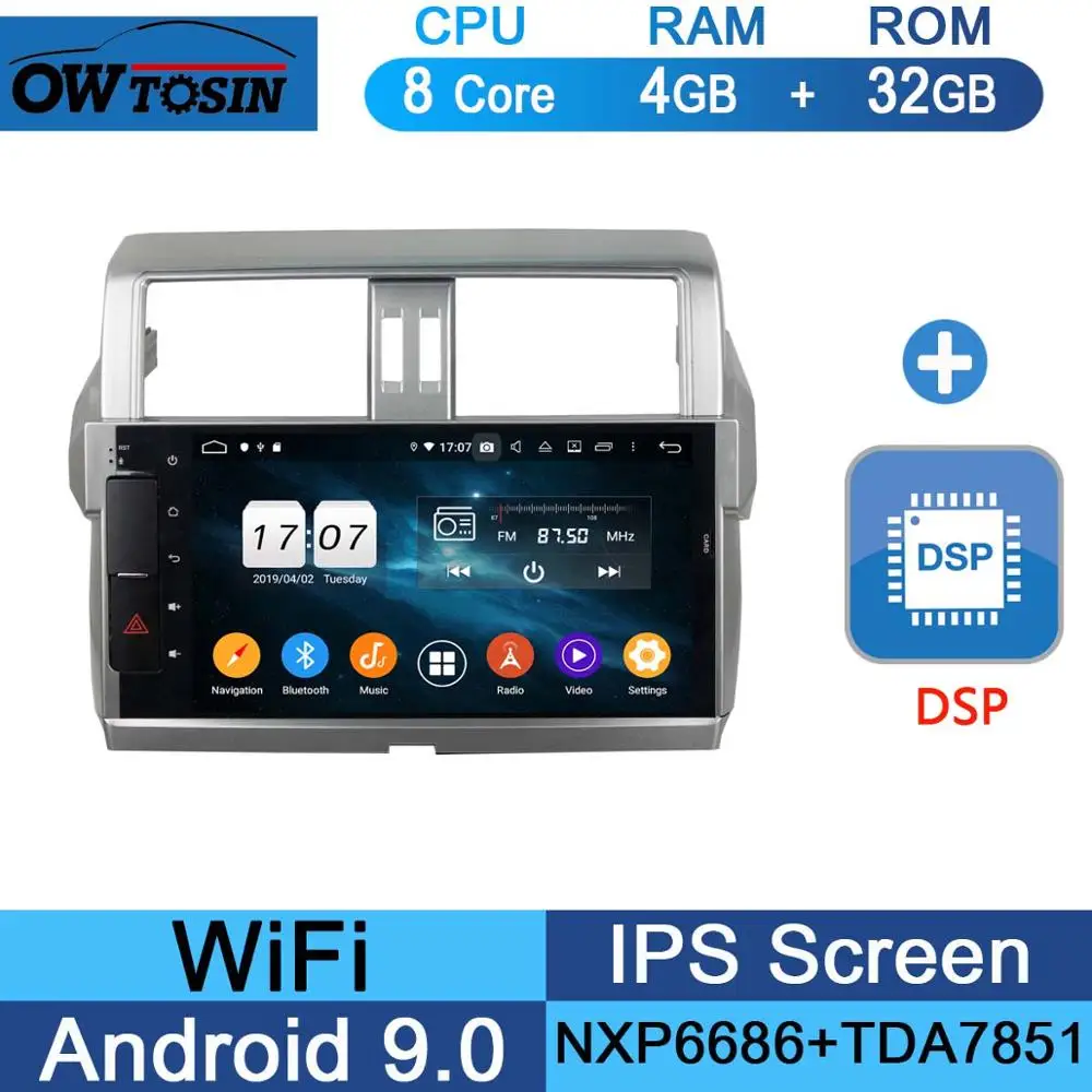 32G DSP 10," ips Android 9,0 8 Core 4G+ 64G Автомобильный мультимедийный dvd-плеер для Toyota Prado LC150 150 Land Cruiser 2013- DSP CarPlay радио - Цвет: 32G DSP