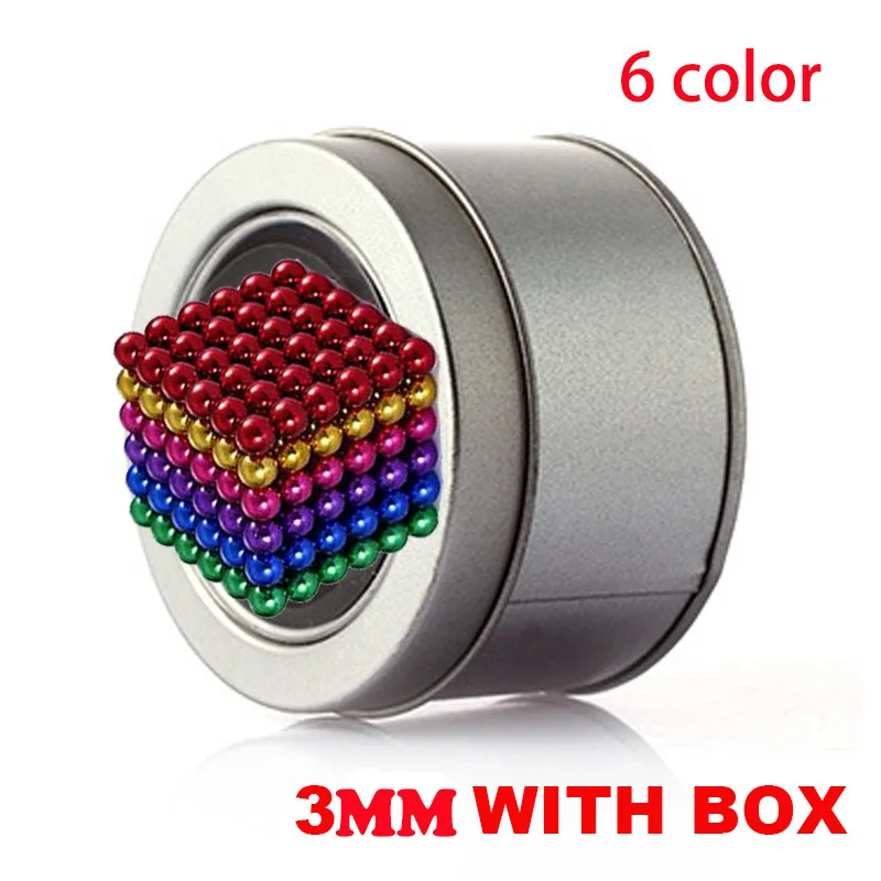3mm 6color with box Магнитные 216 шт. магнитные магические кубики, игрушки, мини магнитные шарики, головоломка, металлические бусины, сделай сам, сборные магнитные кубики, развивающие игрушки для детей и взрослых - Цвет: 3mm 6color with box