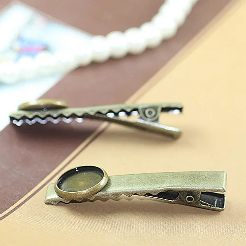 Заколки для волос кабошон базовая пустая Безель 10 шт. 12 мм | Украшения и