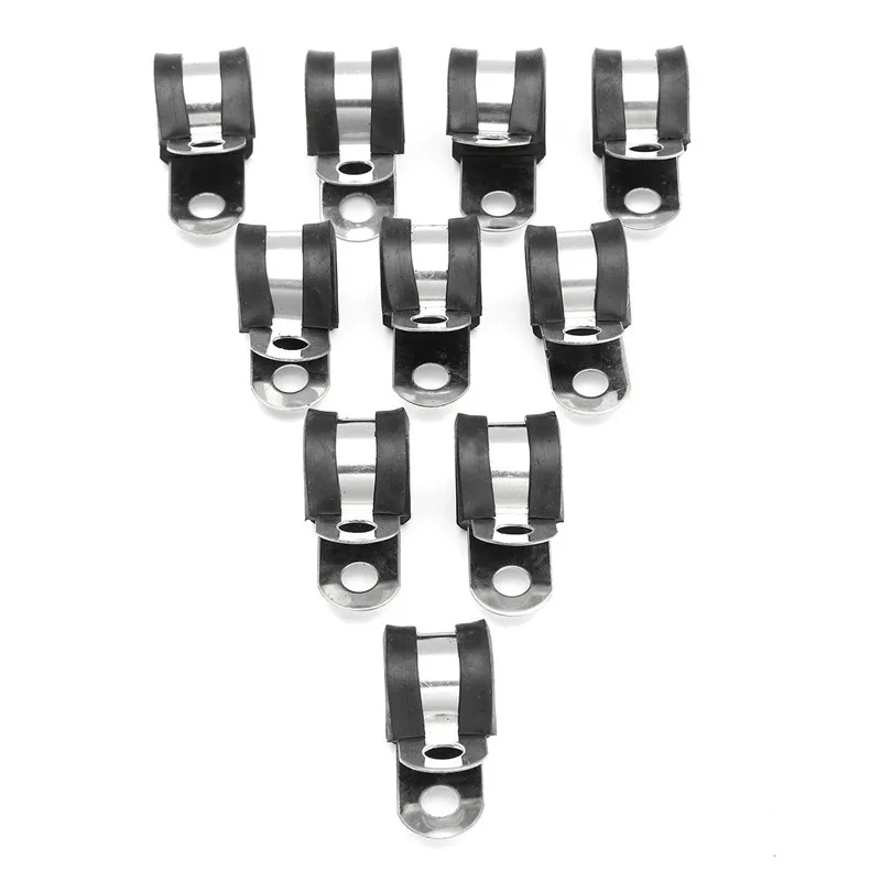 5 Pcs Stainless Steel Rubber Lined P Clips Wiring Hose Clamp Pipe Cable Clip Metal | Auto Fastener &amp