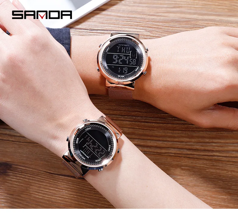 Часы наручные магнитные для мужчин и женщин цифровые светодиодные электронные