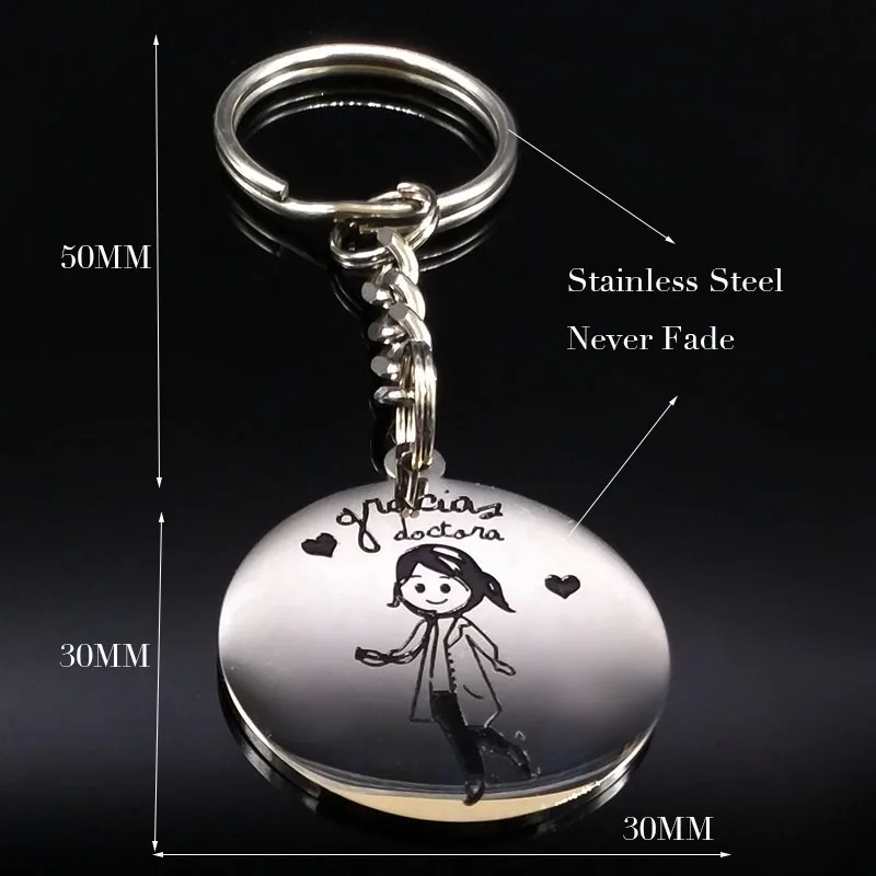 2021 New Fashion Doctor Stainless Steel Keyring for Women Silver Color Key Chains Jewelry llaveros de acero K836S01 | Украшения и