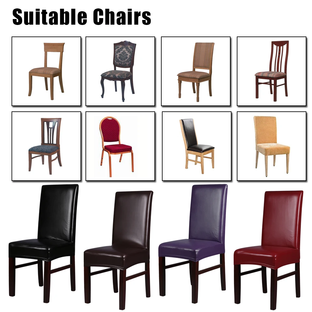 2 шт. искусственная кожа растягивающийся обеденный стул чехлы на заднее сиденье