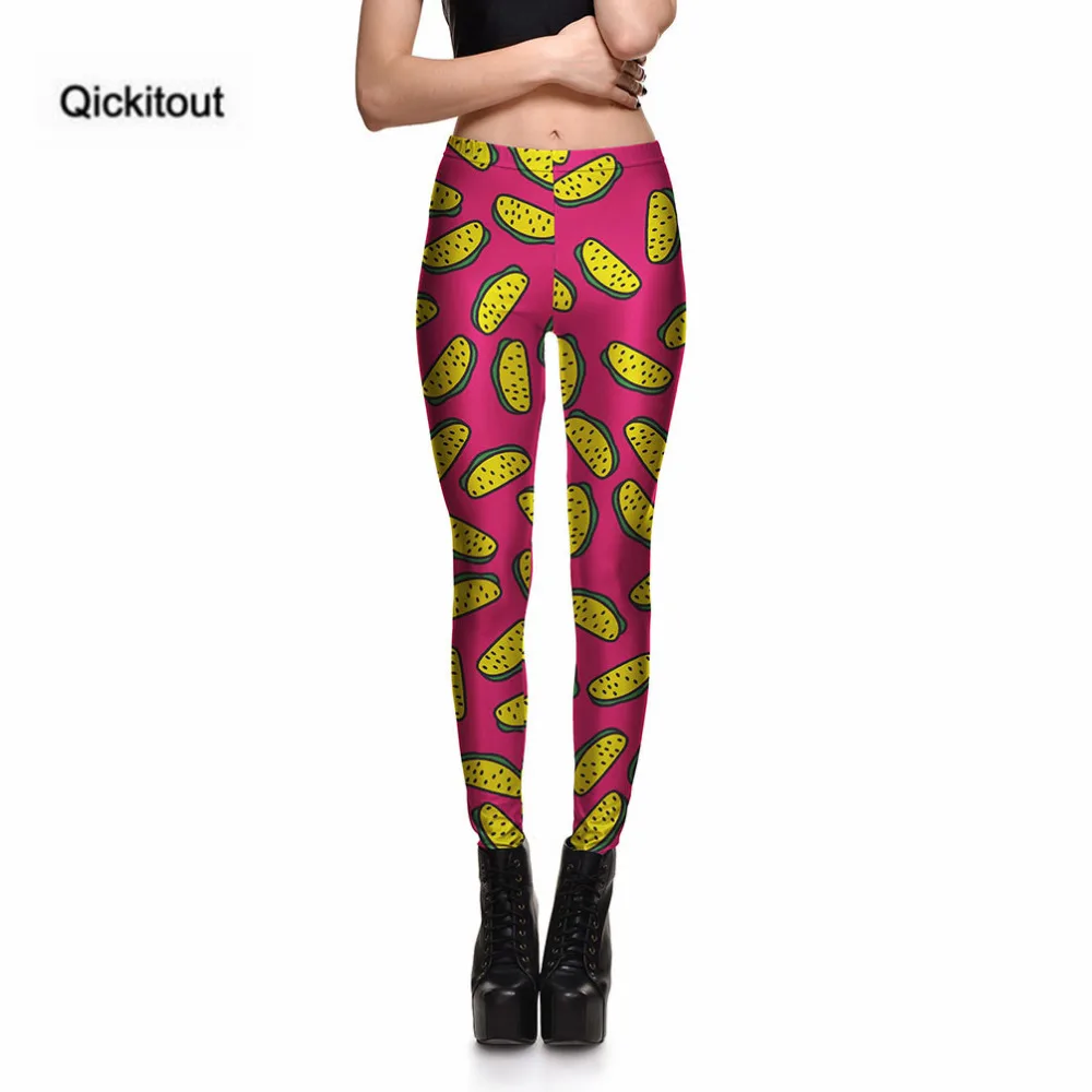 Qickitout Leggings Hot Product Womens Yellow Fruit Pink Digital Print Pants Trousers Merry Christmas Gifts Wholesales | Женская одежда