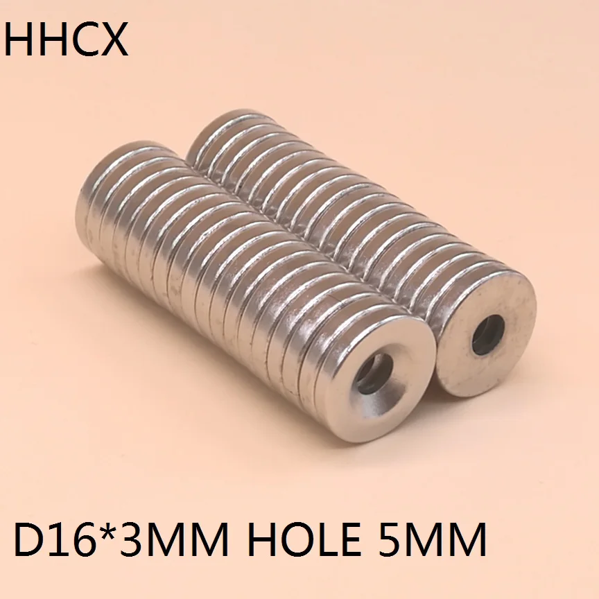 10 шт./лот дисковый магнит 16*3 отверстие 5 N35 Сильный мм D потайной NdFeB 16x3 постоянный