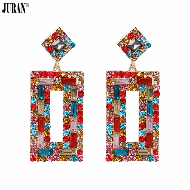 Яркие серьги макси в этническом стиле с кристаллами|Серьги-подвески| |