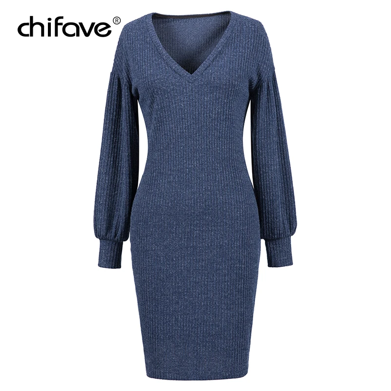 2018 элегантное вязаное платье-свитер женское облегающее мини платье весна осень