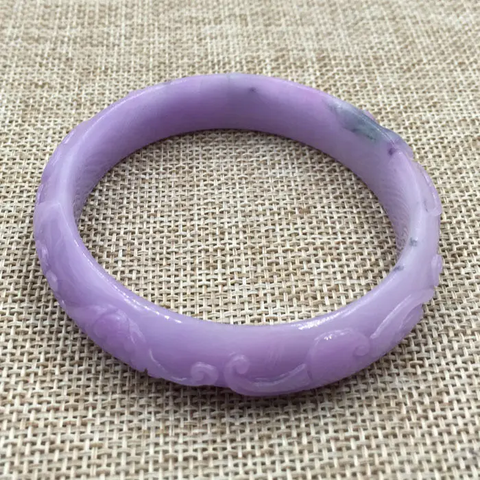 DYY 56 мм Винтаж Китай Ручной резьбой Лаванды Фиолетовый Жадеит Нефрита Браслет 1105 |