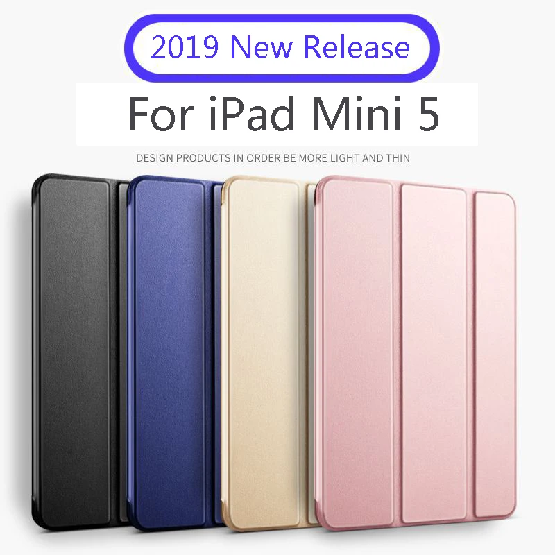 Чехол книжка из искусственной кожи для iPad Mini 5 умный чехол подставка 2019 защита
