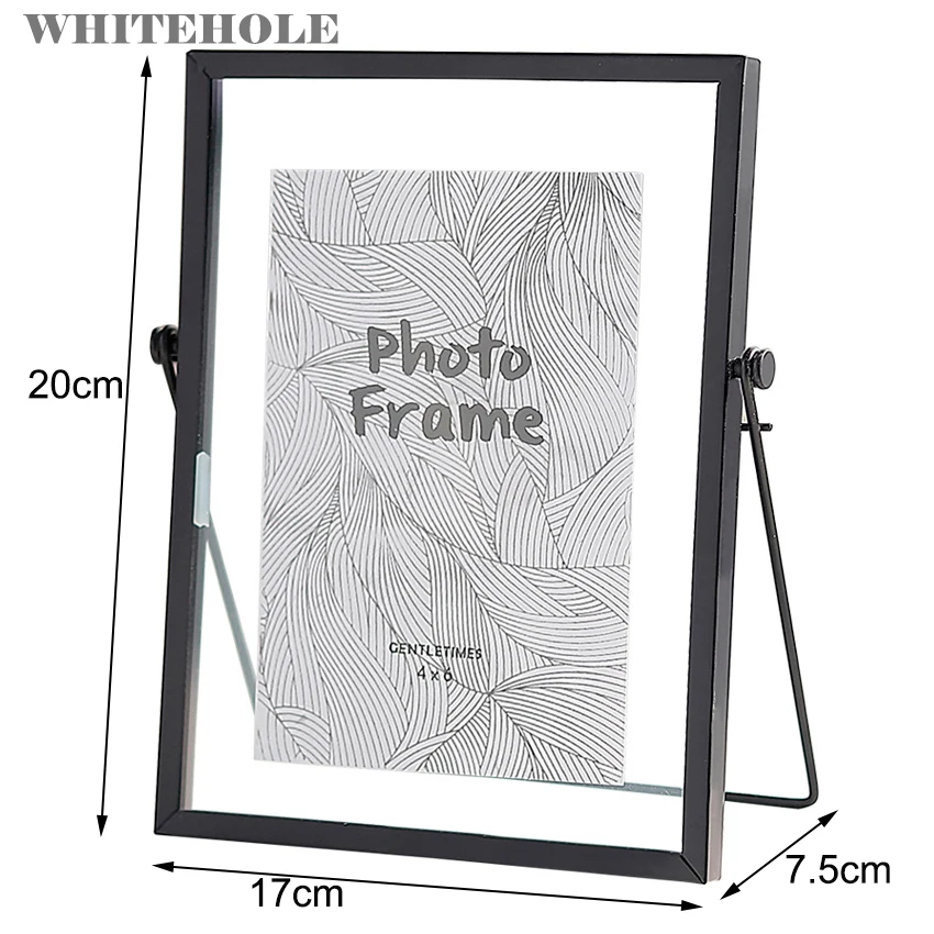 Nordic Style Iron Bracket Photo Frame 6-inch Metal Picture Glass Inside Desktop | Дом и сад