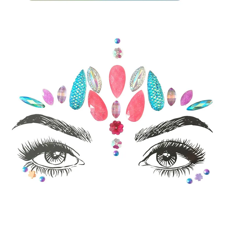 FestivalQueen DIY брови лицо тела стикер для женщин Клей Кристалл Блеск Драгоценности фестиваль вечерние глаза кристалл наклейки с блестками - Окраска металла: 24