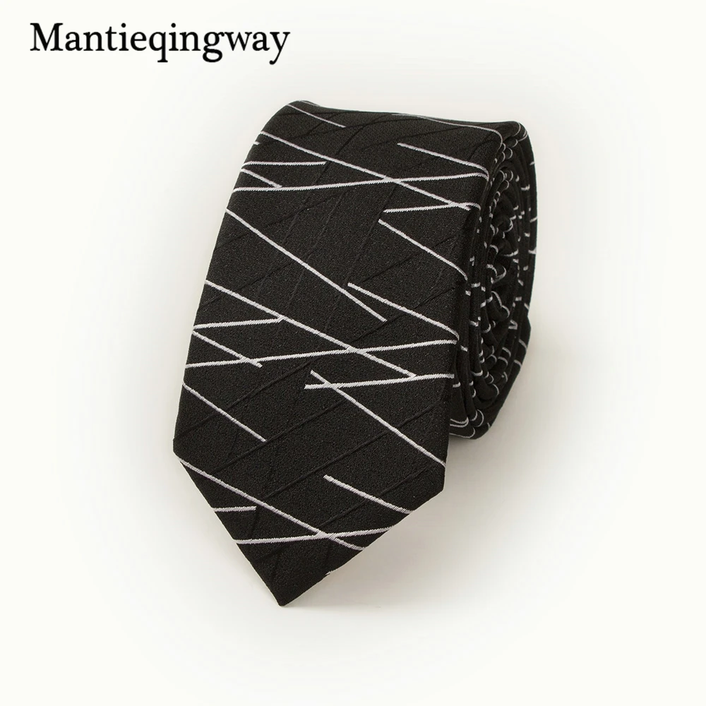Mantieqingway 6 см галстук из искуственного шелка Узкий Gravata классические полосатые