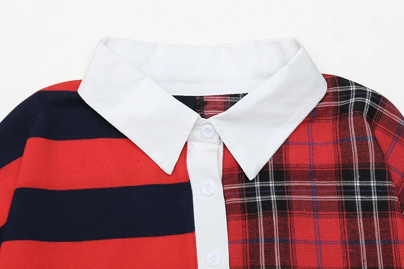 2019 г. Новая модная женская блузка рубашка весна свободные в полоску клетку с