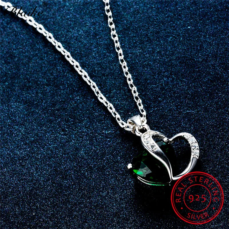 Blaike модное сердце изумрудно зеленый циркон подвески ожерелья для женщин камень