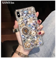 xsmyiss phone case bling diamond for samsungs6 s7 s8 s9 s10 s20 s21 plus note5 8 9 10 20 phone clear crystal cover flower decora