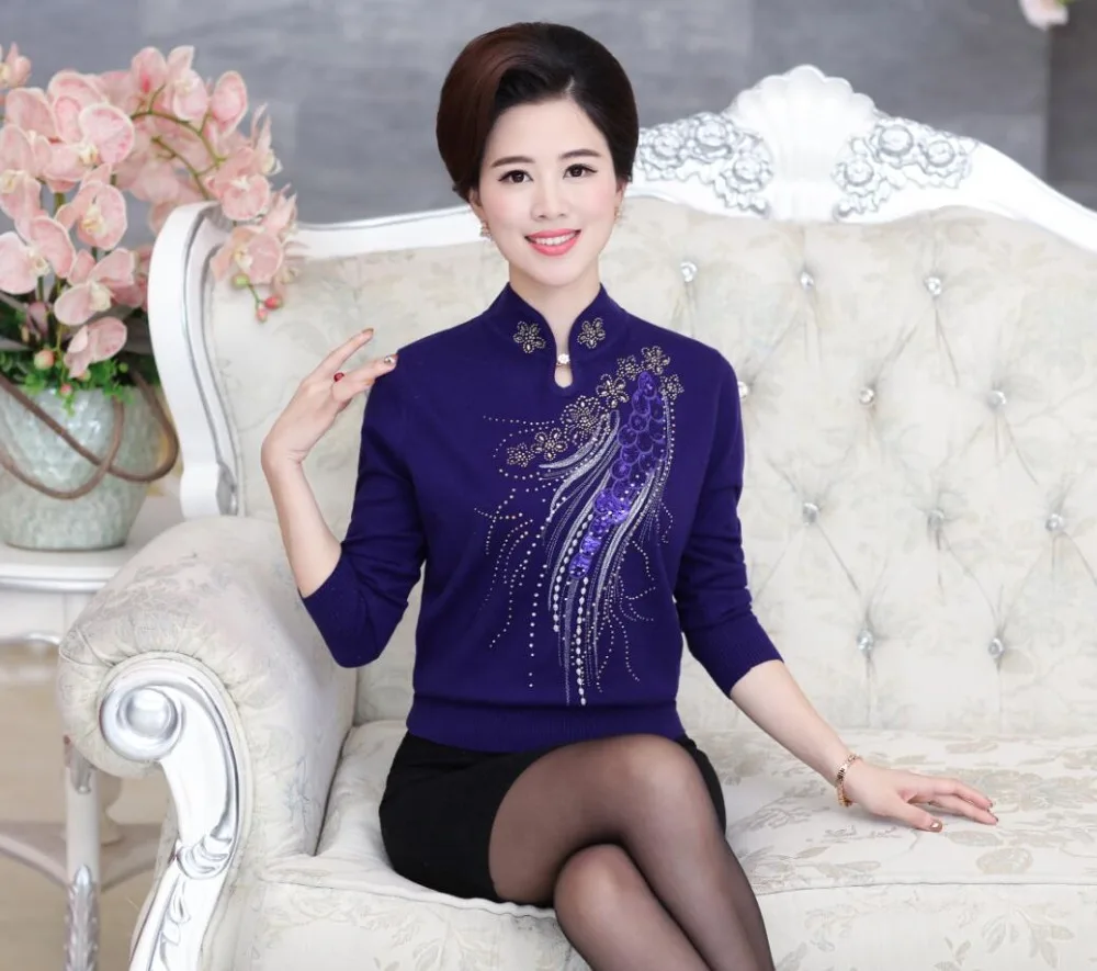 Свитер женский кашемировый осенне-зимний с воротником Мандарин | Женская одежда