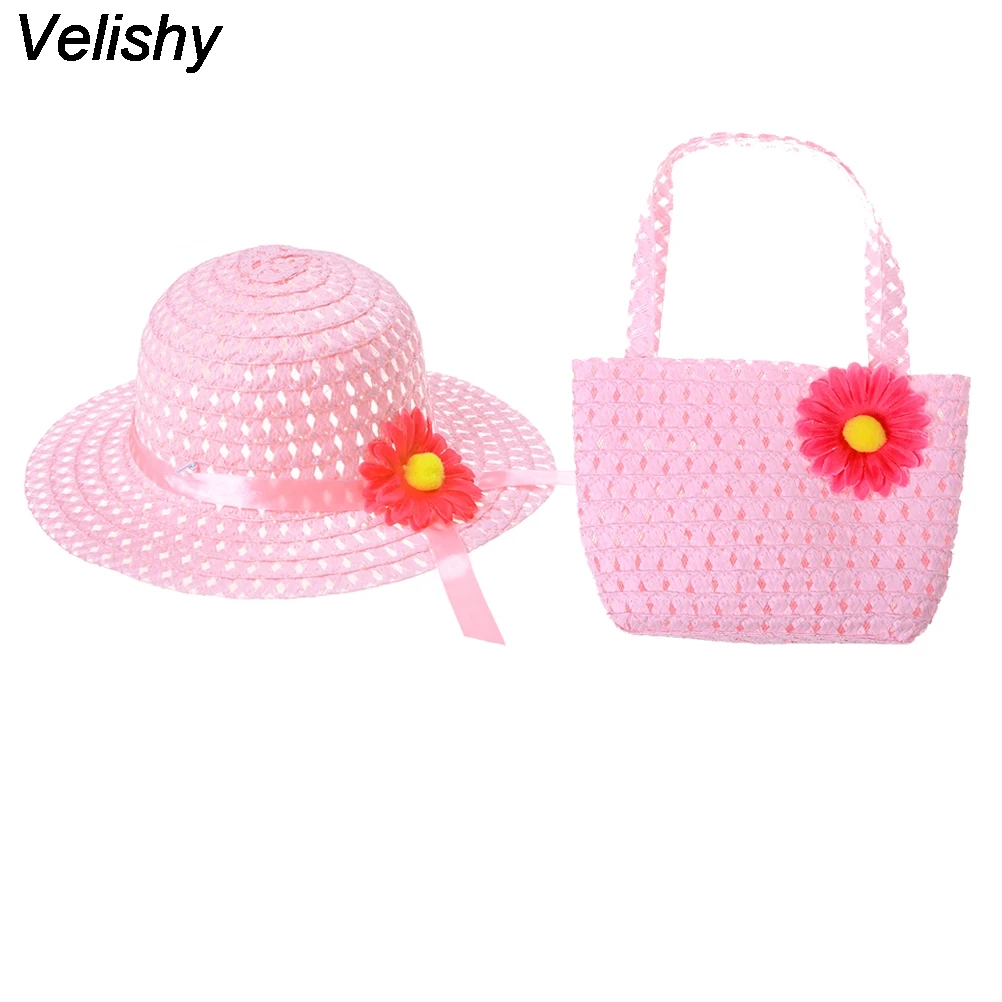 Детская шляпа и сумка Velishy новая летняя пляжная для девочек тоут с цветами